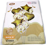 Set of 10 Balloons Foil Gold Valentine's Day Stars 46cm