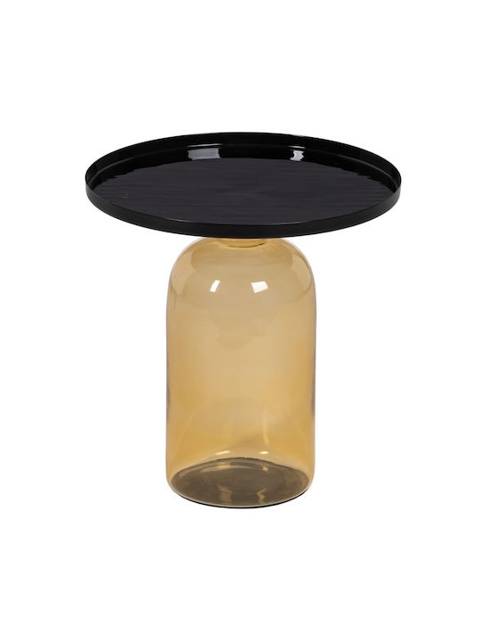 Round Glass Side Table Black L45xW45xH47cm