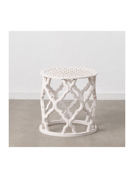 Round Wooden Side Table White L50xW50xH52cm