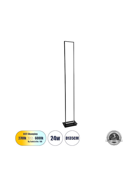 GloboStar Cornelie LED Φωτιστικό Δαπέδου Υ153xΜ26εκ. με Ρυθμιζόμενο Λευκό Φως σε Μαύρο Χρώμα