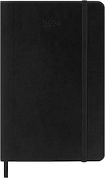 Moleskine 24 Hard Black Ημερήσια Ατζέντα Μαύρη 2024 13x21cm