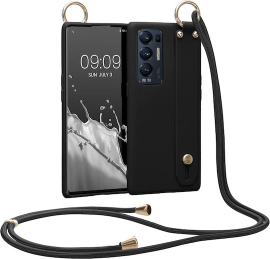 KWmobile Back Cover Σιλικόνης 1.3mm με Λουράκι Μαύρο (OPPO Find X3 Neo)