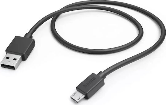 HAMA Regular USB 2.0 to micro USB Cable Μαύρο 1m (00201584)