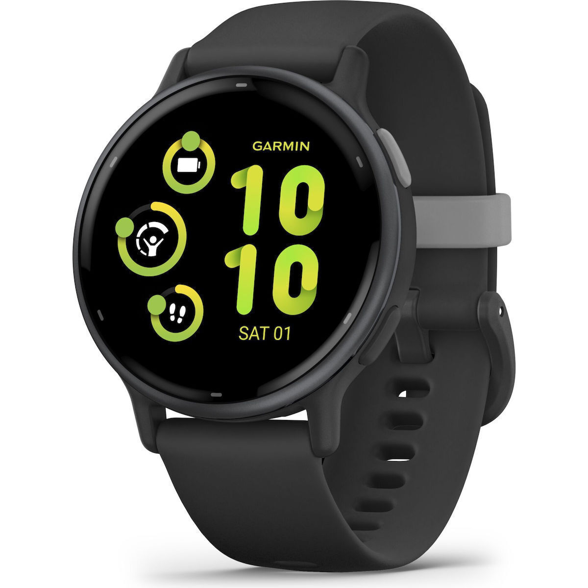 Garmin Vivoactive 5 Aluminium 42mm Αδιάβροχο Smartwatch με Παλμογράφο (Slate Bezel With Black Silicone Band) (010-02862-10)