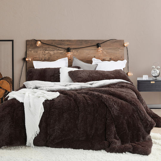 Saray Home Duvet Cover Set Queen with 2 Pillowcases 220x240 Coffee