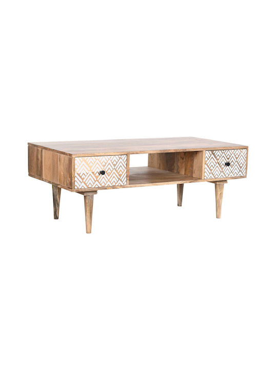 Rectangular Solid Wood Coffee Table Brown L120xW60xH45cm