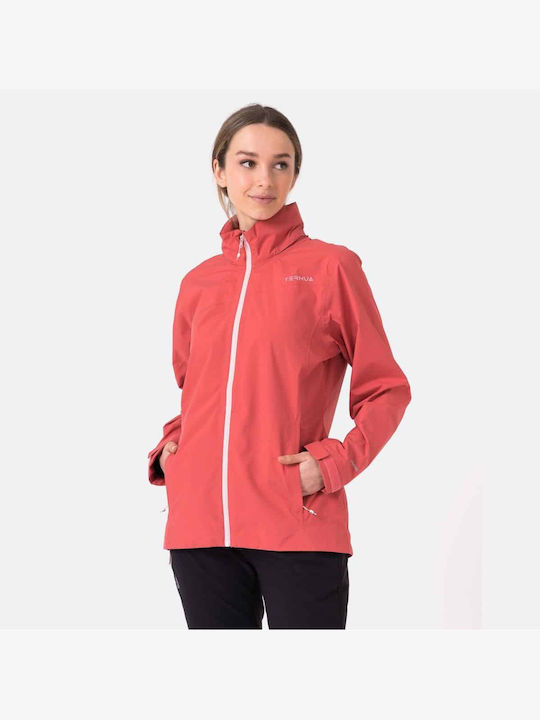 Ternua Women's Short Puffer Jacket Waterproof for Winter Red