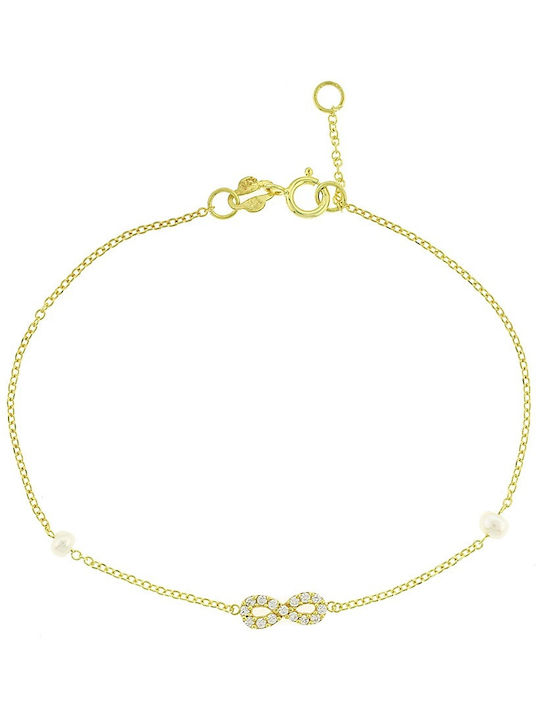 Senzio Belibasakis Bracelet with design Infinity made of Gold 9K with Pearls