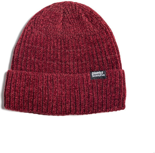 Ribbed Beanie Cap Burgundy