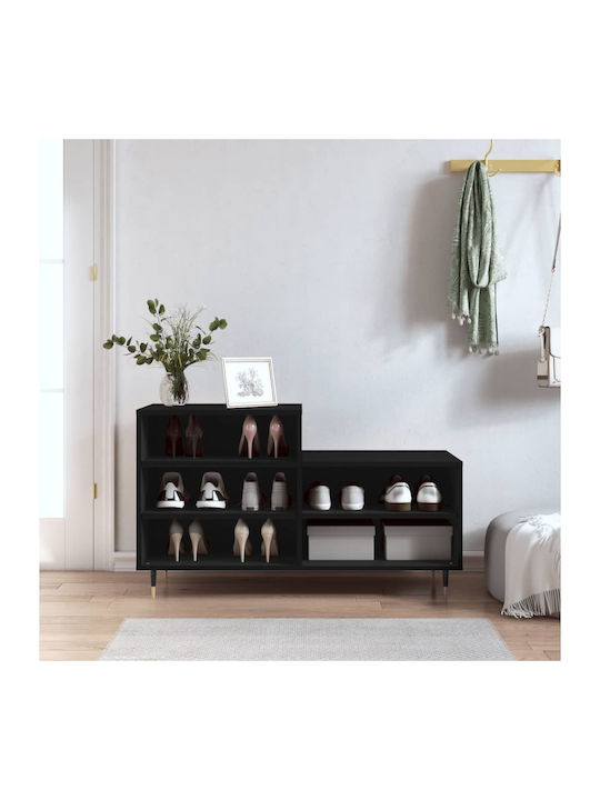 Wooden Shoe Organizer Black 102x36x60cm