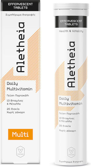 Aletheia Daily Multivitamin Multivitamin for Energy Immune System Support & Nervous System Orange 20 Effervescent Tablets