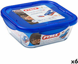 Pyrex Glass Lunch Box Cook Blue 21x21cm