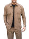 Μακρυμάνικo Κοτλέ Overshirt σε Φαρδιά Γραμμή Καφέ