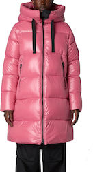 Save The Duck Women's Long Puffer Jacket for Winter Pink
