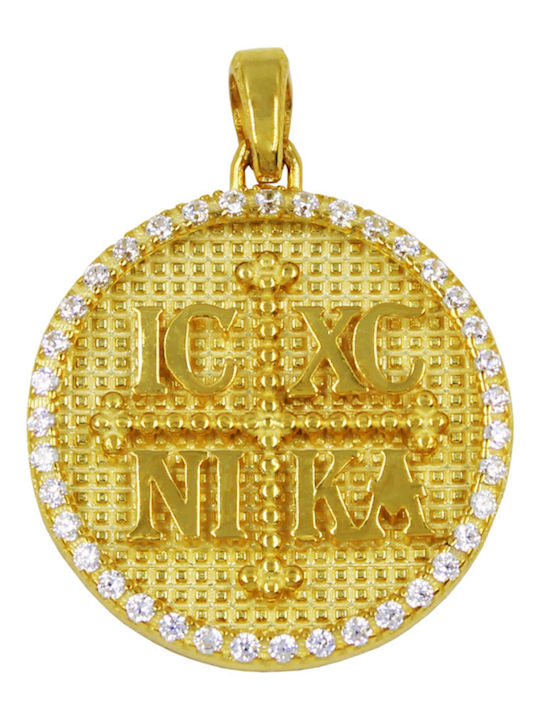 Roloi Kaliamanis Pendant Kids Talisman Double Sided Konstantinato made of Gold 14K PM1246