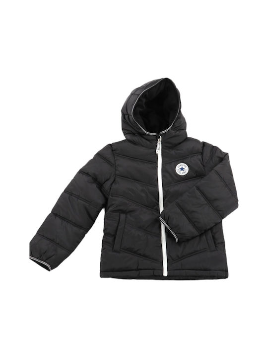 Converse Quilted Coat Black with Lining & Ηood