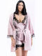 Lafagot Winter Damen Robe mit Pyjama Rosa