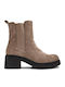Wildleder Damen Chelsea Stiefeletten Beige