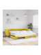 Sofa Bed Single Upholstered with Fabric Yellow with Slats & Mattress 100x200cm