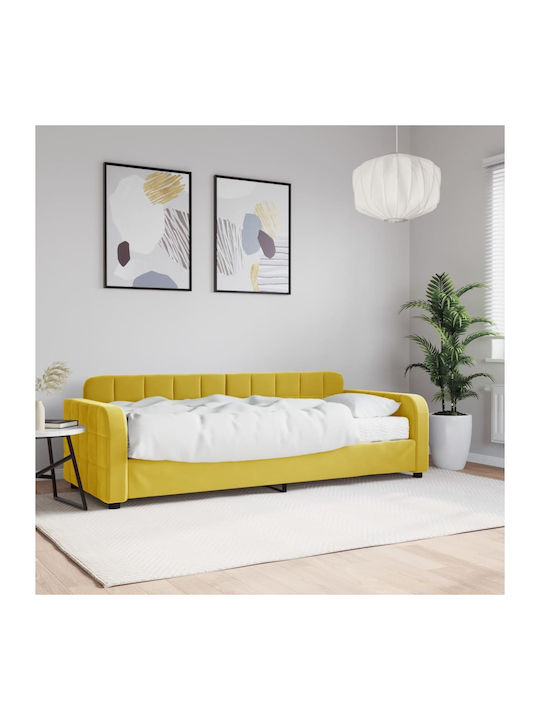 Sofa Bed Single Upholstered with Fabric Yellow ...