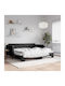 Canapea Pat Single din Lemn Masiv Negru cu Lamele & Saltea 90x200cm