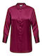 Only Women's Satin Long Sleeve Shirt Red