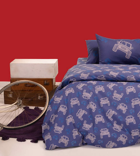 Melinen Sheet Set Single Cotton Blue 170x270cm 3pcs