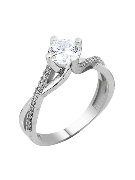 Xrisokosmima Single Stone from White Gold 14K