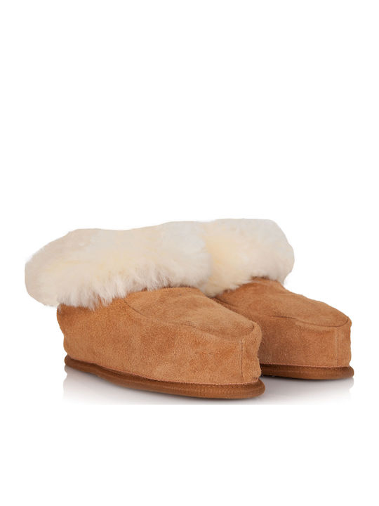 Winter Women's Slippers with Fur Brown