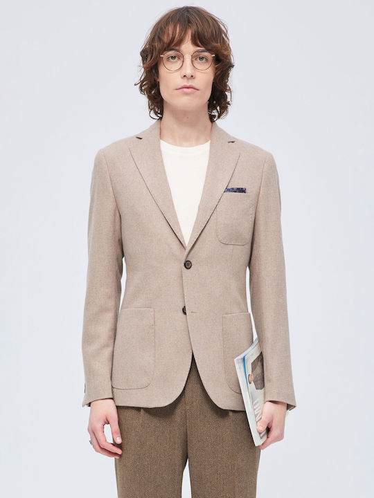 Men's Winter Suit Jacket Slim Fit Brown