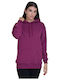 Long Women's Sweatshirt Hooded Fuchsia