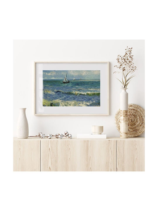 Walls "seascape At Saintes Maries" Rahmen Kopie von Van Gogh Papier 70x50cm