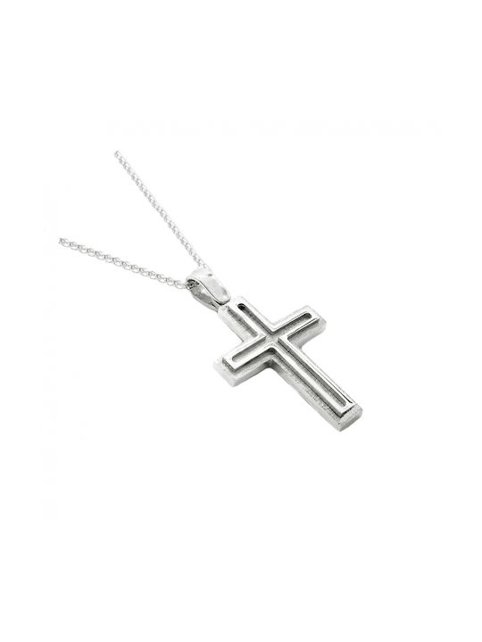 Art d or Herren Weißgold Kreuz 14K mit Kette