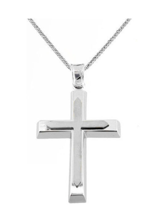 Herren Weißgold Kreuz 14K mit Kette