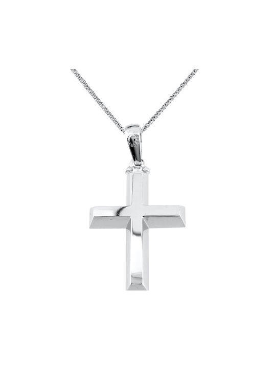 Herren Weißgold Kreuz 14K mit Kette