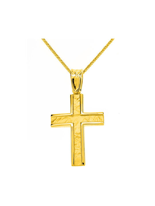 Herren Gold Kreuz 14K mit Kette