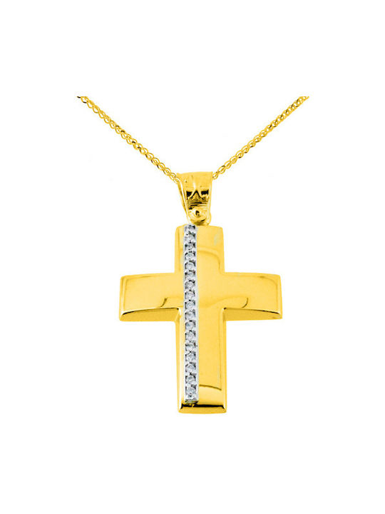 Damen Gold Kreuz 14K mit Kette