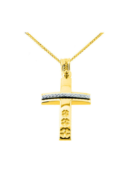 Damen Gold Kreuz 14K mit Kette