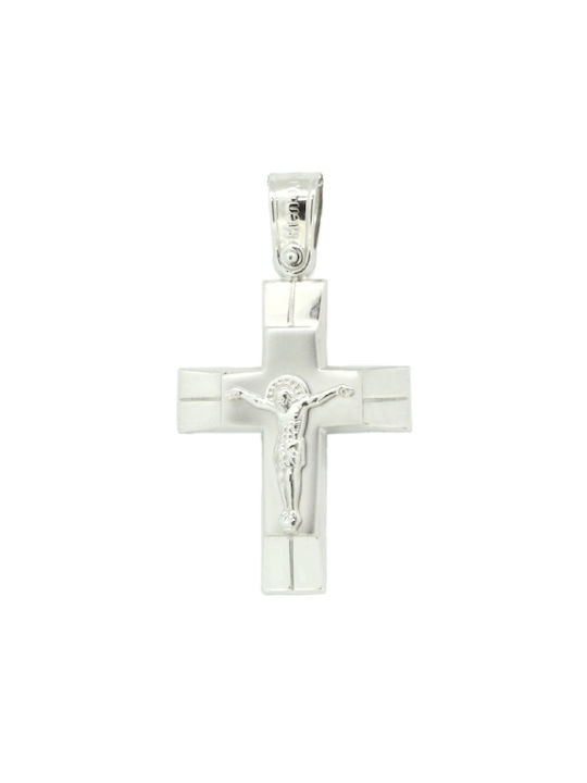 Herren Weißgold Kreuz 14K