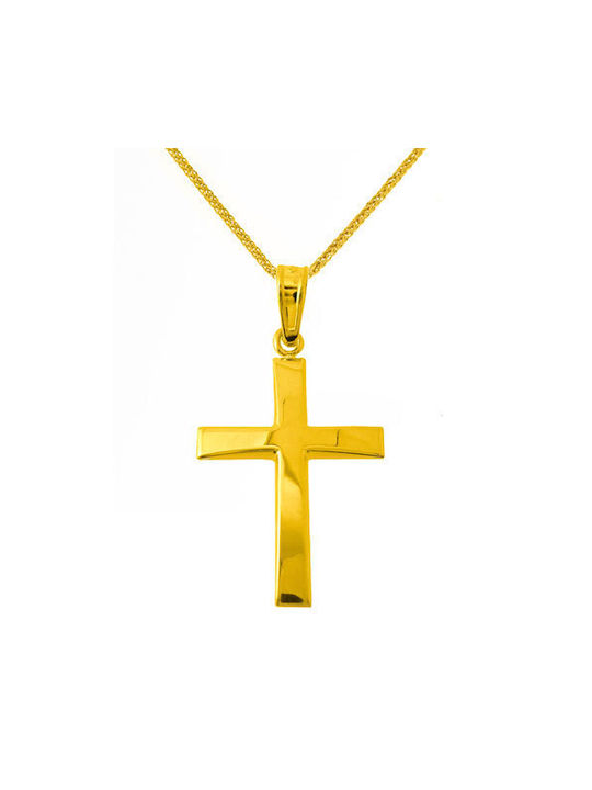 Herren Gold Kreuz 14K mit Kette