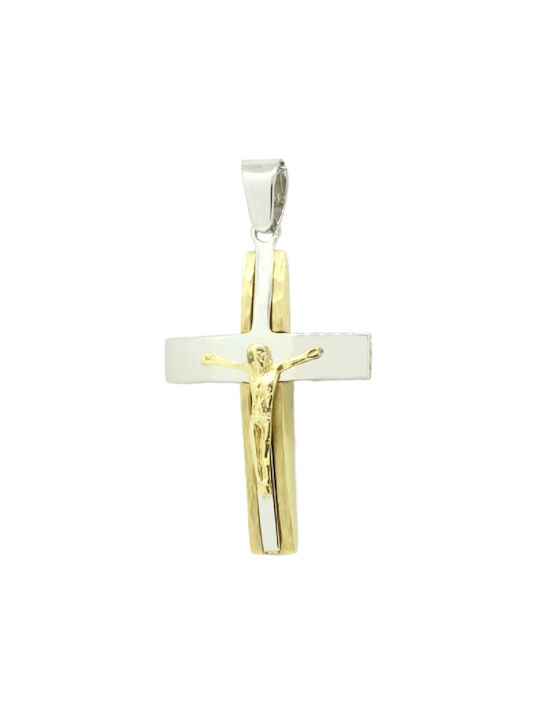 Men's White Gold Cross 14K