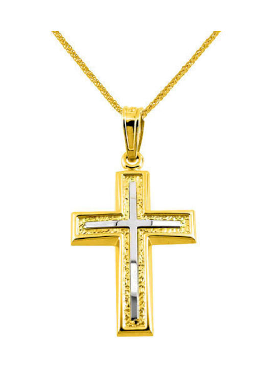 Herren Gold Kreuz 14K mit Kette