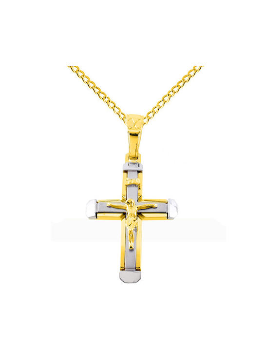 Herren Gold Kreuz 14K mit Kette