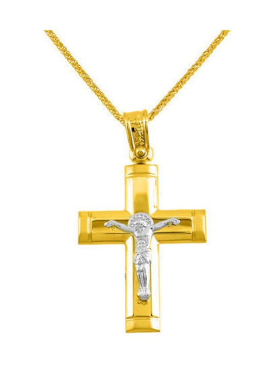 Herren Gold Kreuz 14K mit Kette