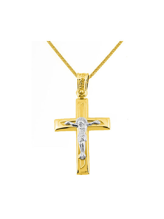 Herren Gold Kreuz 14K mit Kette