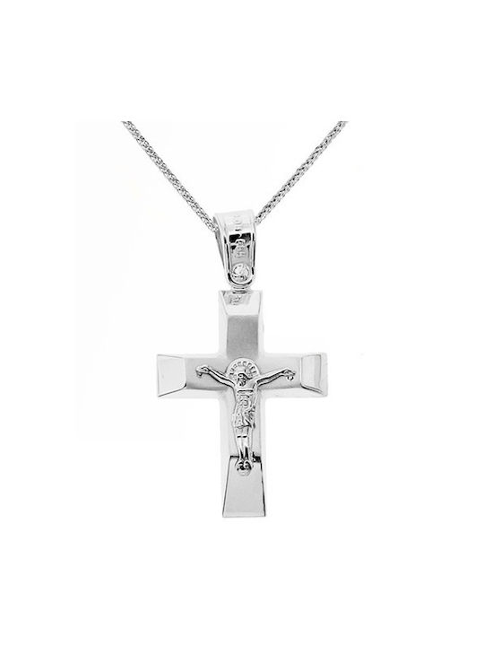 Xrisokosmima Men's White Gold Cross 14K with Chain