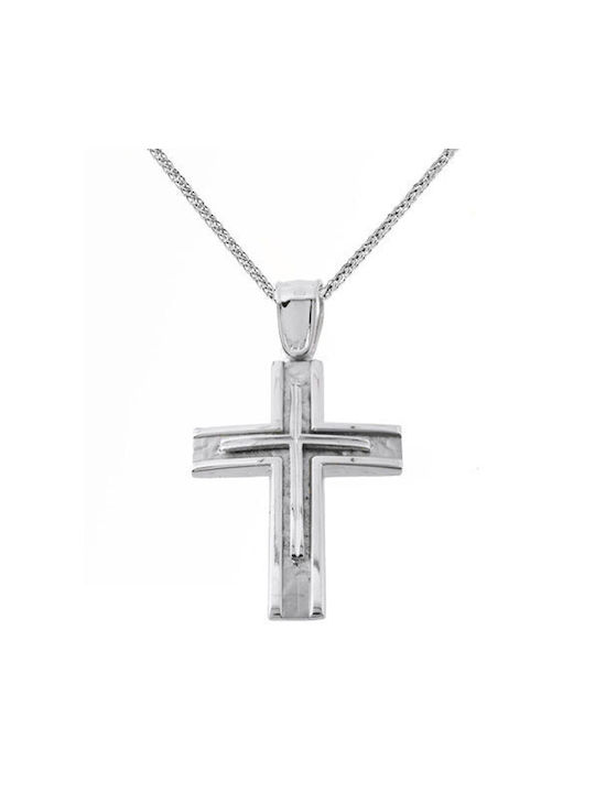 Herren Weißgold Kreuz 14K mit Kette