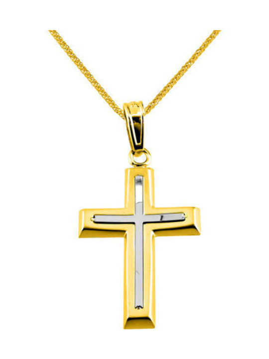 Herren Gold Kreuz 14K mit Kette