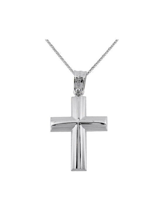 Herren Weißgold Kreuz 14K mit Kette