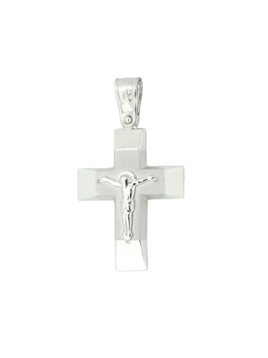 Men's White Gold Cross 14K